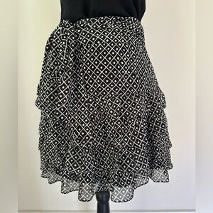 Black and white polka dot silk skirt